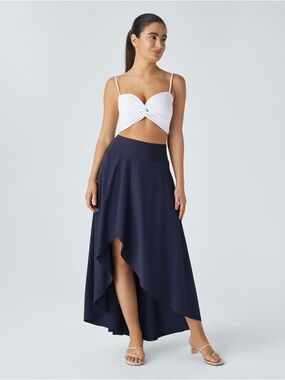 HALARA Navy High-Low Maxi Skirt with Shorts Underneath
